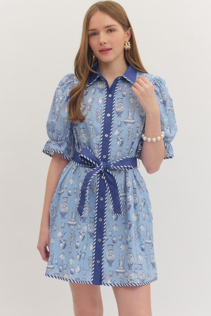 Anna mini dress in blue – Sloane Boutique