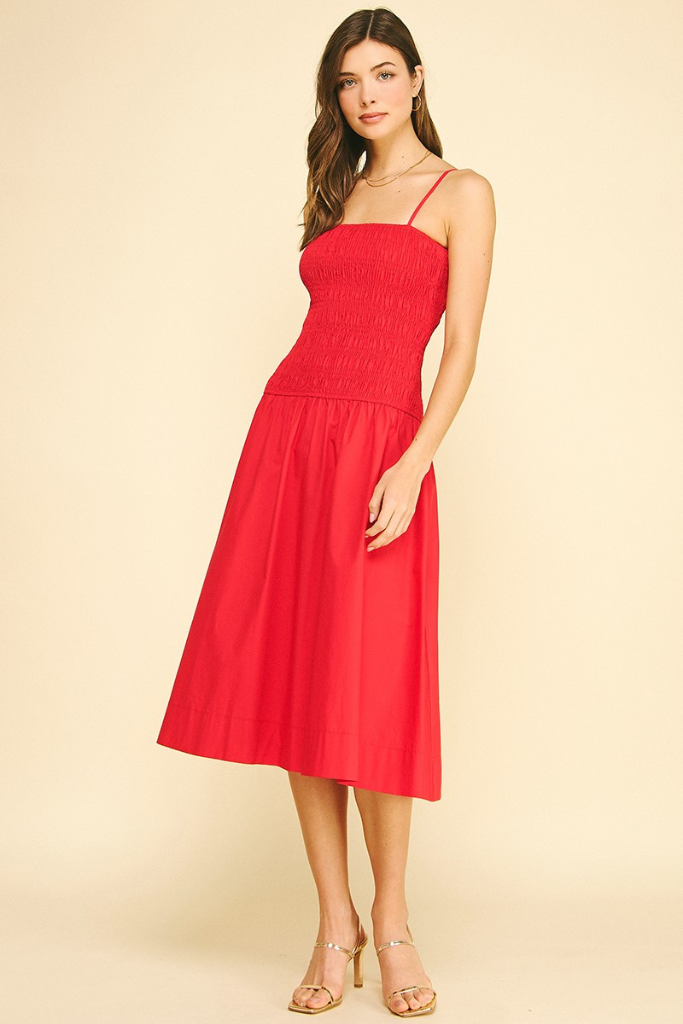 charlie midi dress Charlie midi dress in red – Sloane Boutique