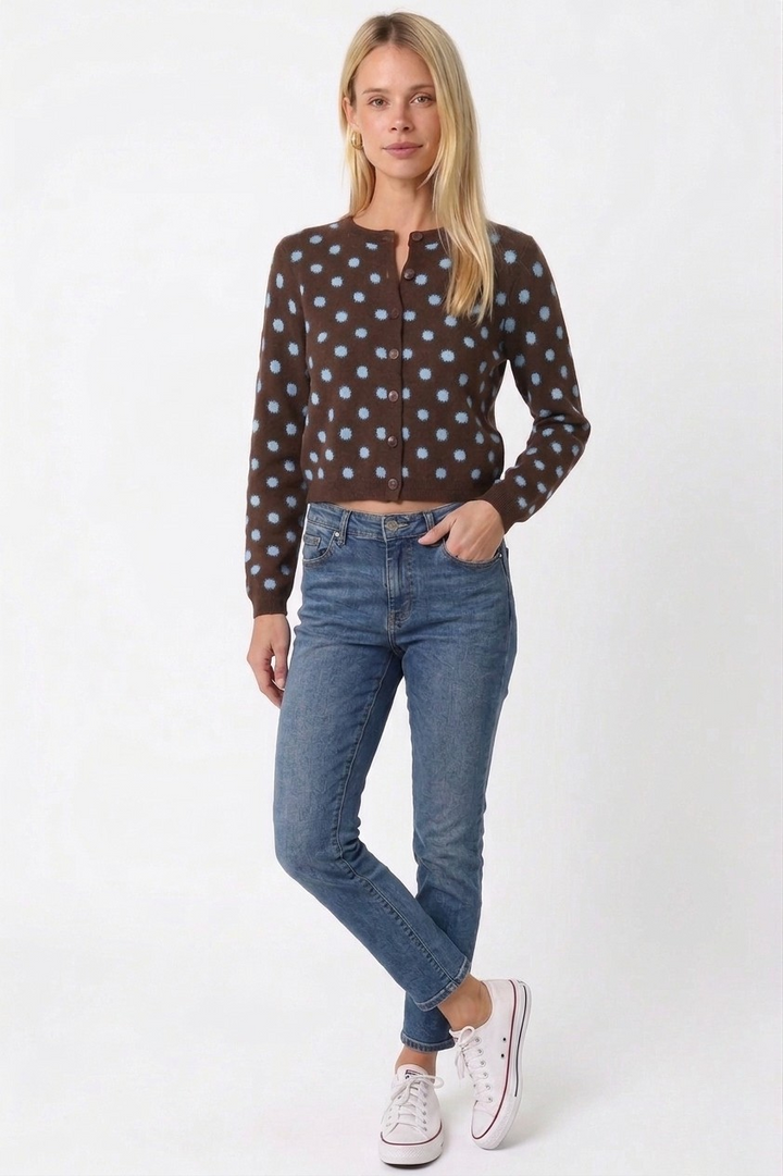 Madison dot cardigan in brown