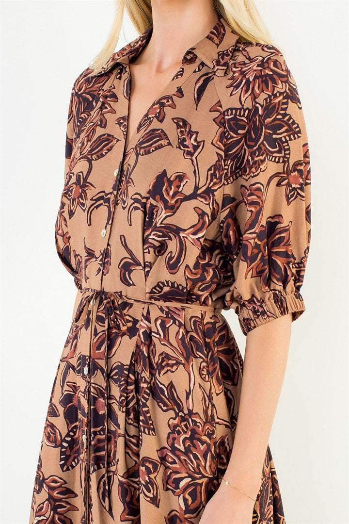 Lucy midi dress in brown