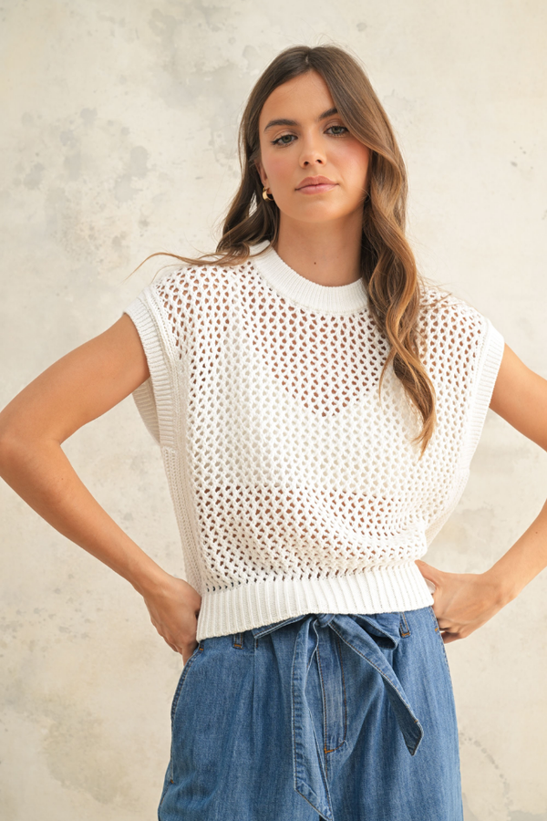 Penny Cap Sleeve Crochet Sweater
