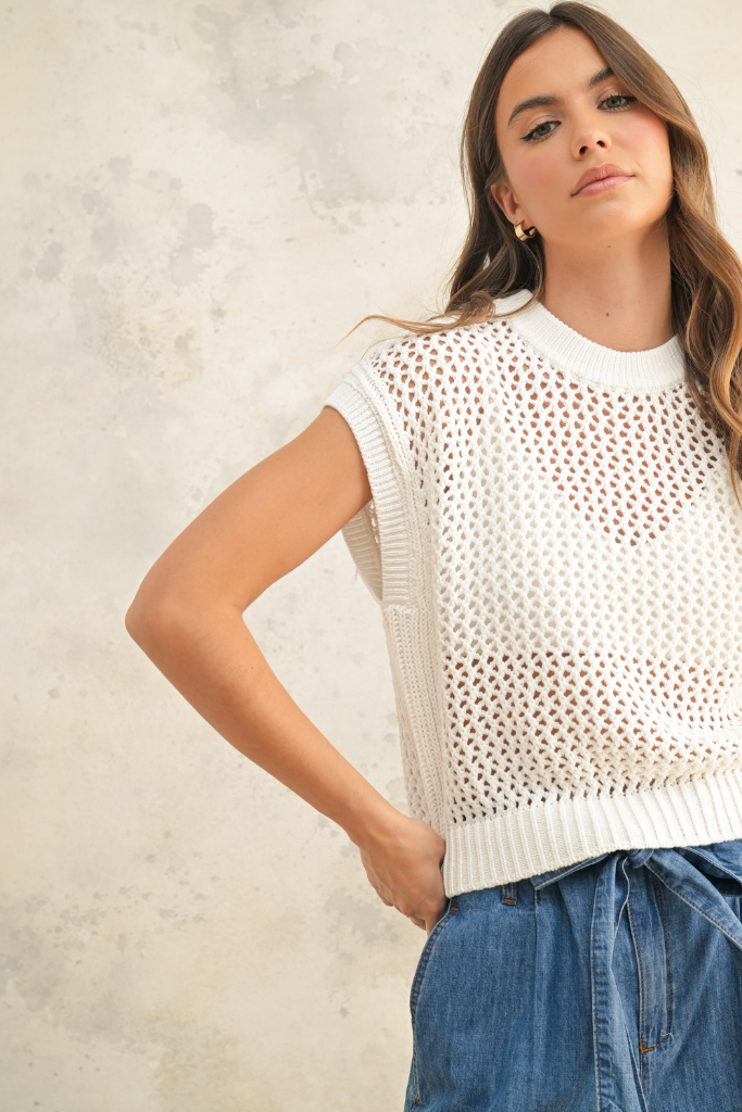 Penny Cap Sleeve Crochet Sweater