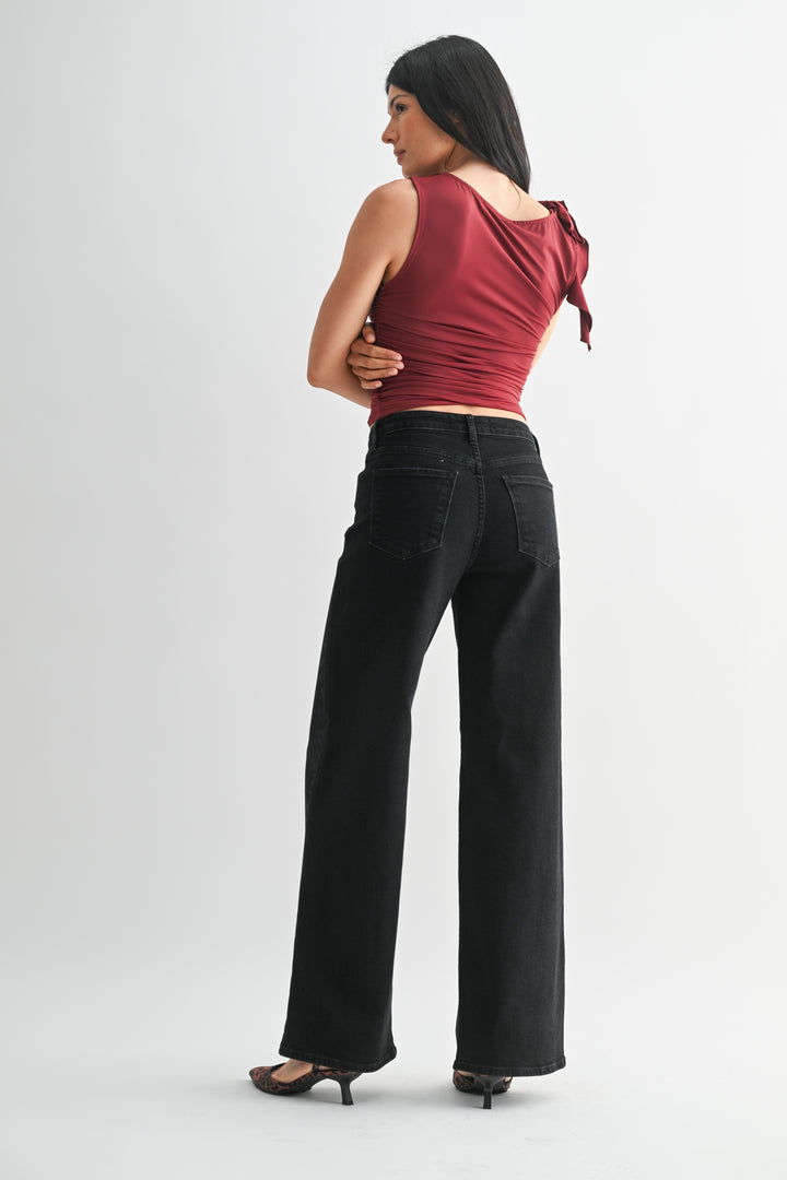 Skylar wide leg jean in black