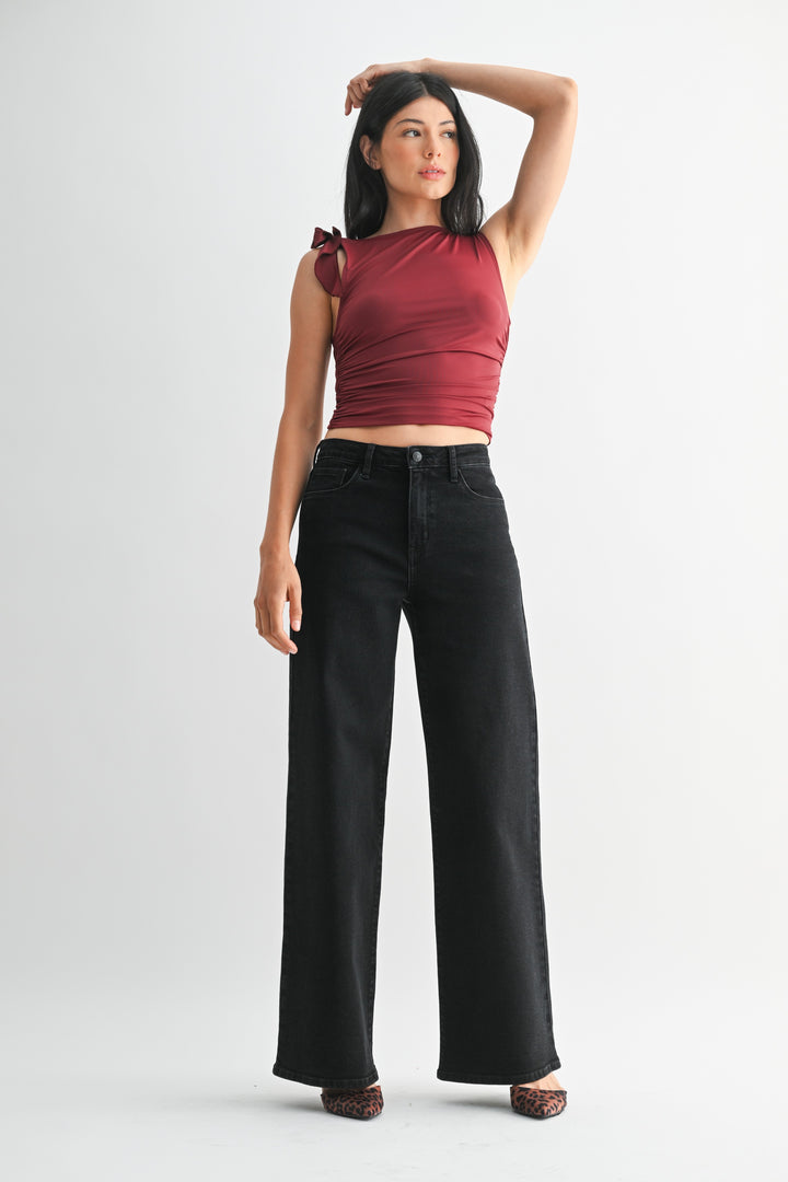 Skylar wide leg jean in black