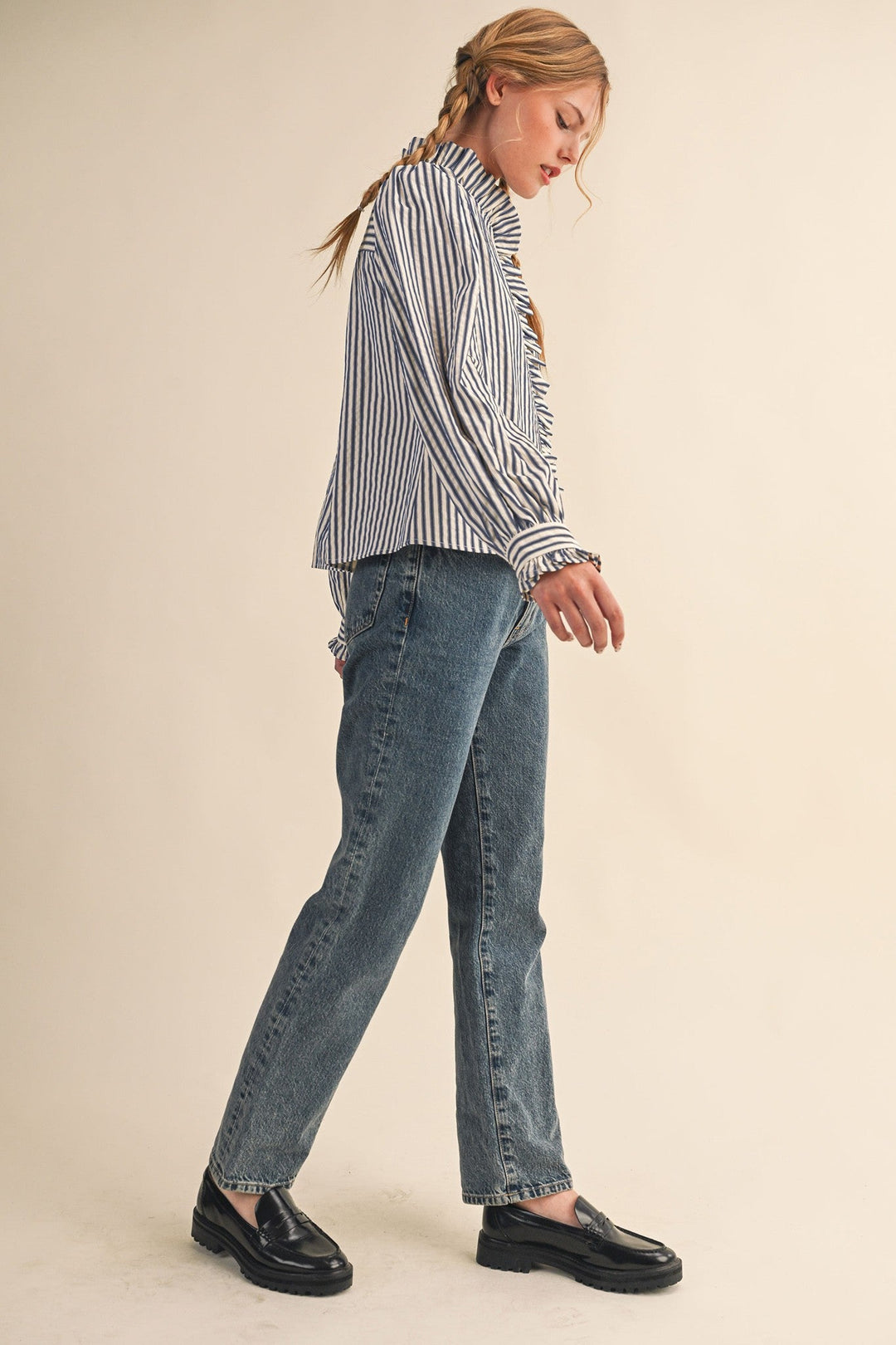 Marlow stripe ruffle blouse