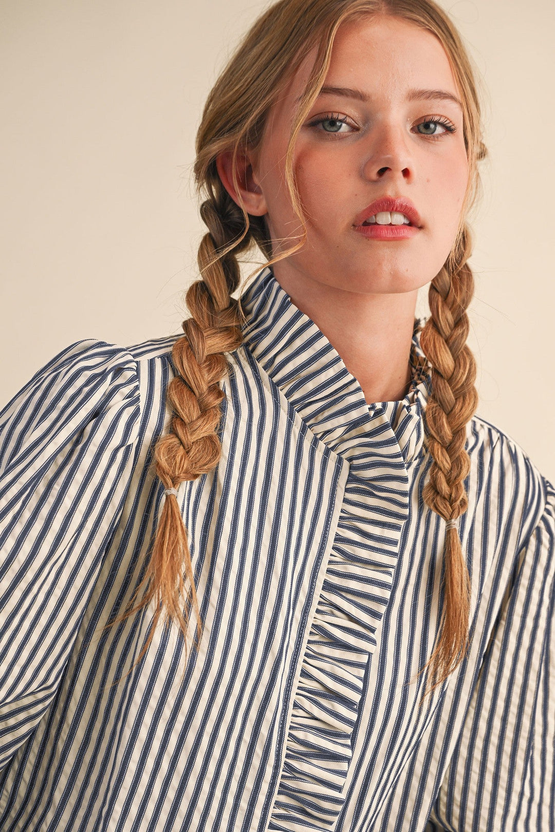 Marlow stripe ruffle blouse
