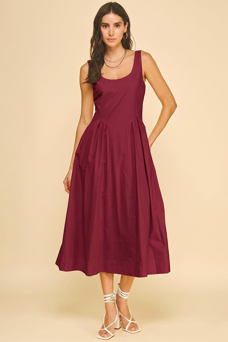 Lexi midi dress in maroon
