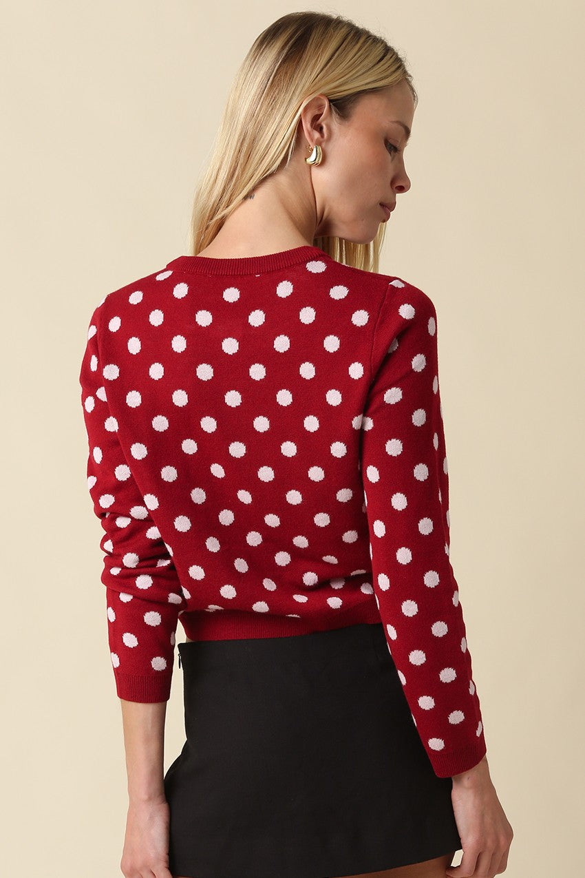 Madison dot cardigan in red