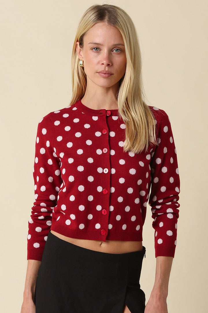 Madison dot cardigan in red