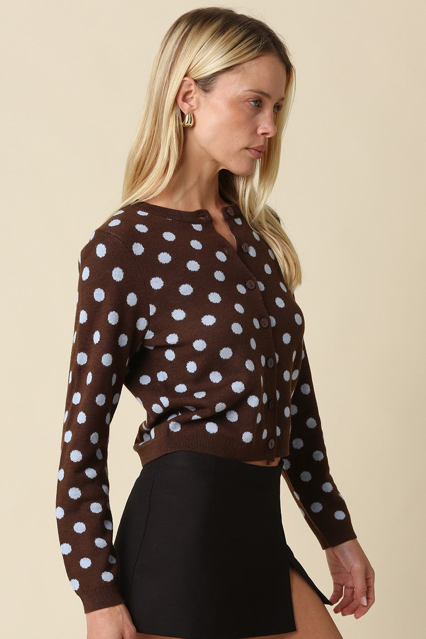 Madison dot cardigan in brown