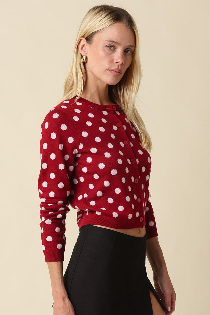 Madison dot cardigan in red