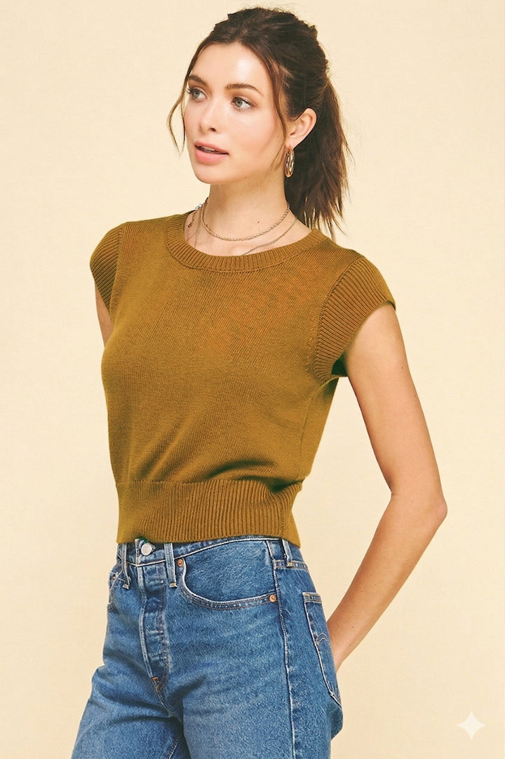 Cassie knit top in camel