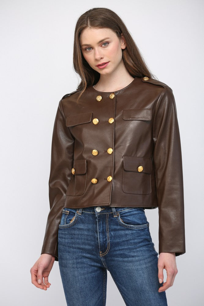 Melanie faux leather jacket in brown