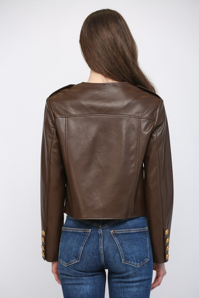 Melanie faux leather jacket in brown