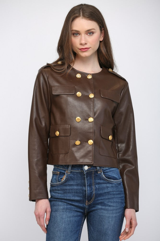 Melanie faux leather jacket in brown