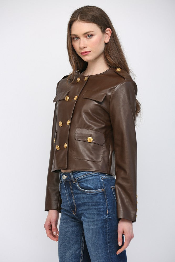Melanie faux leather jacket in brown