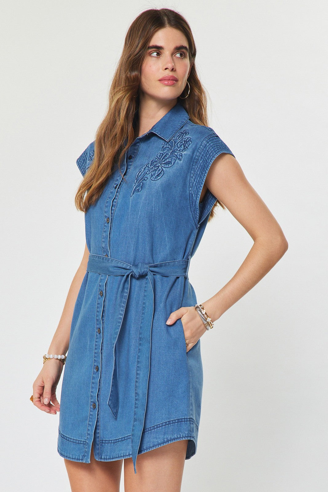 Kit embroidered denim mini dress