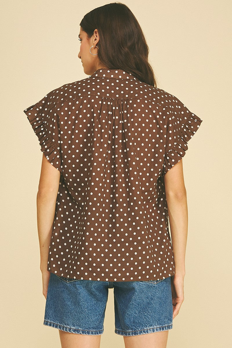 Mila polka dot blouse in cocoa