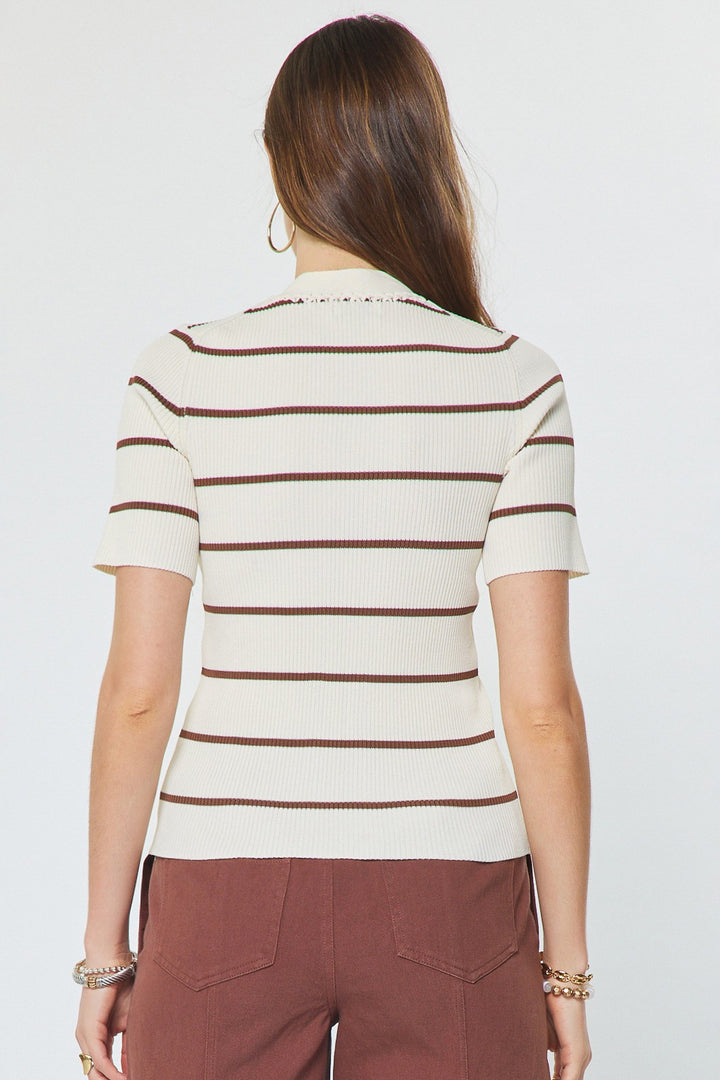 Kenzie stripe knit top in white