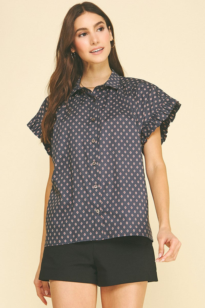 Maria dot top in navy
