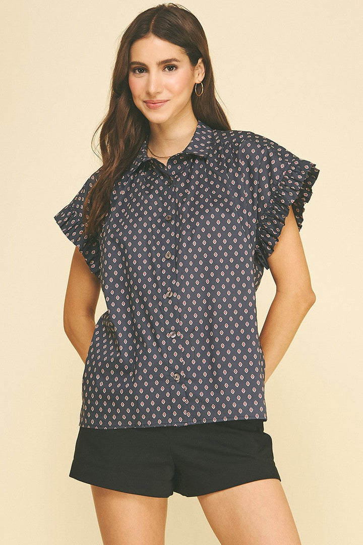 Maria dot top in navy