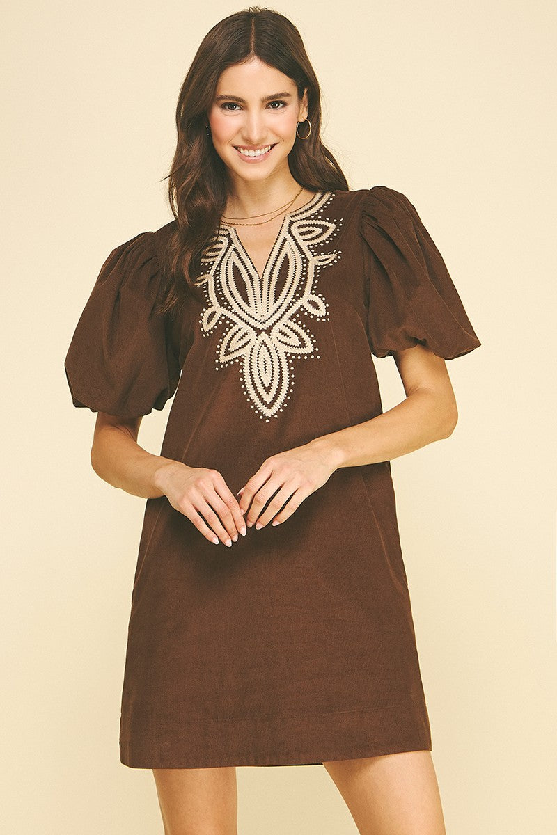 Allie mini dress in chocolate