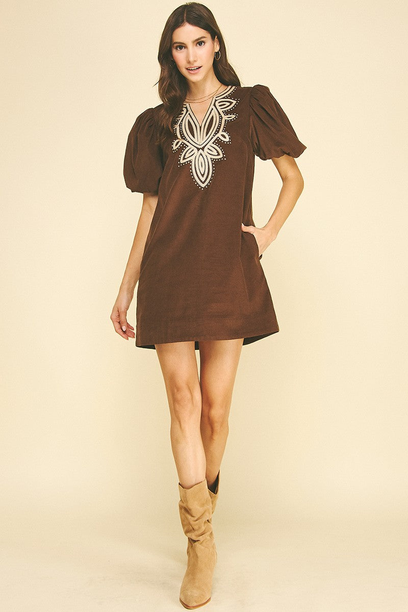 Allie mini dress in chocolate