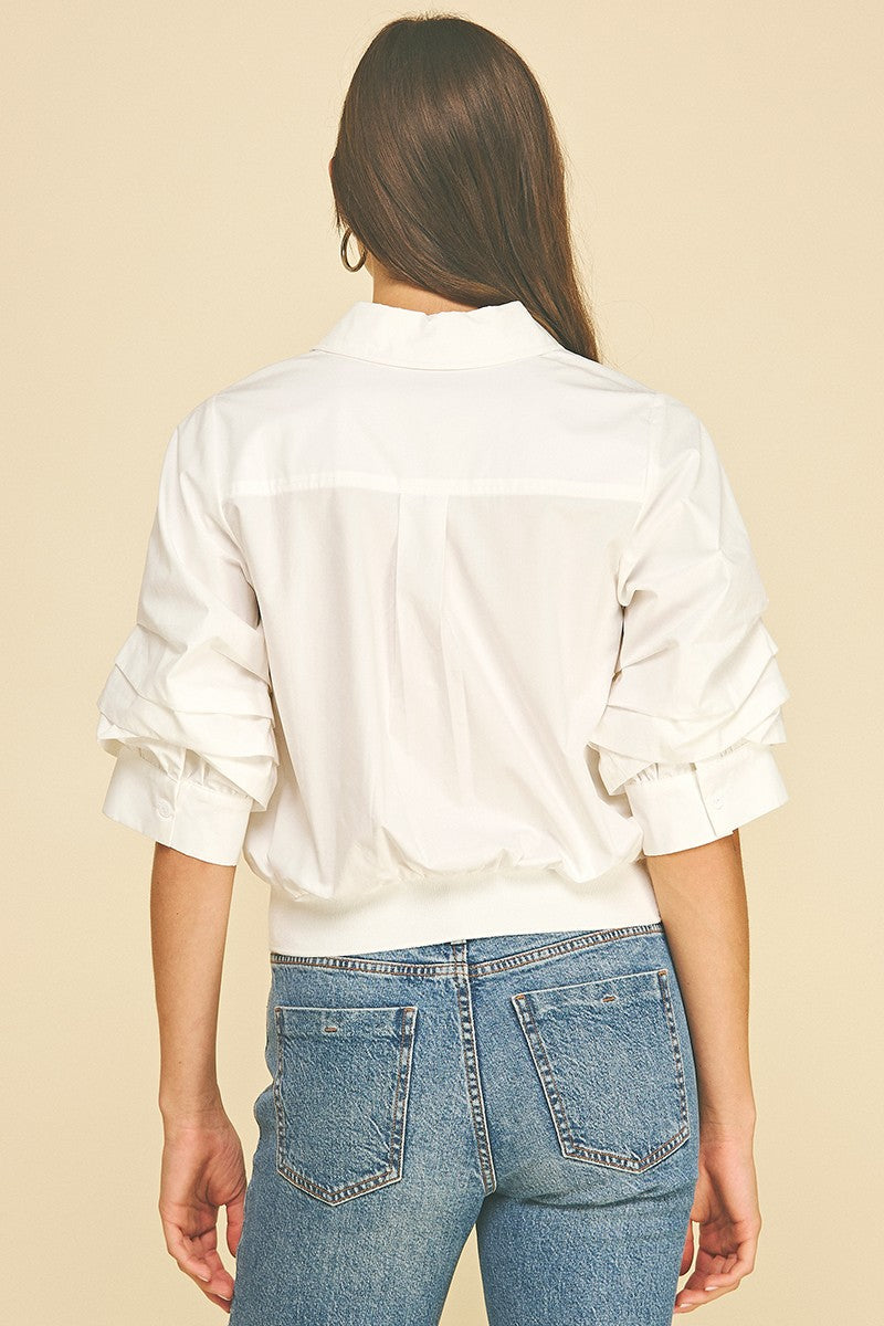 Chloe banded hem top in white
