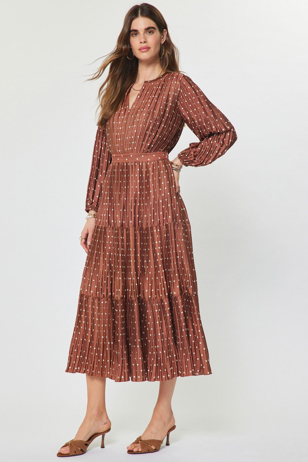 Allie midi dress in brown