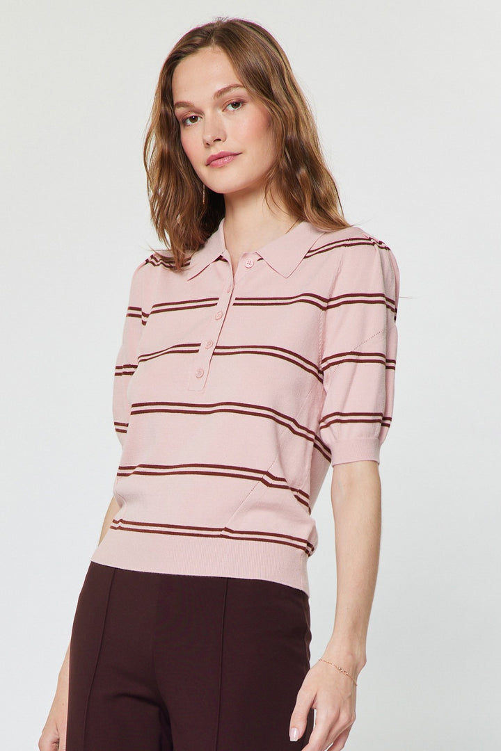 Ryan pink stripe polo