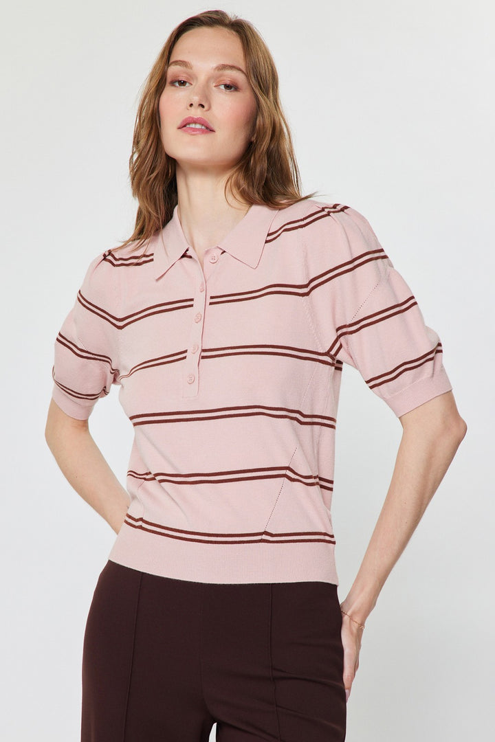 Ryan pink stripe polo