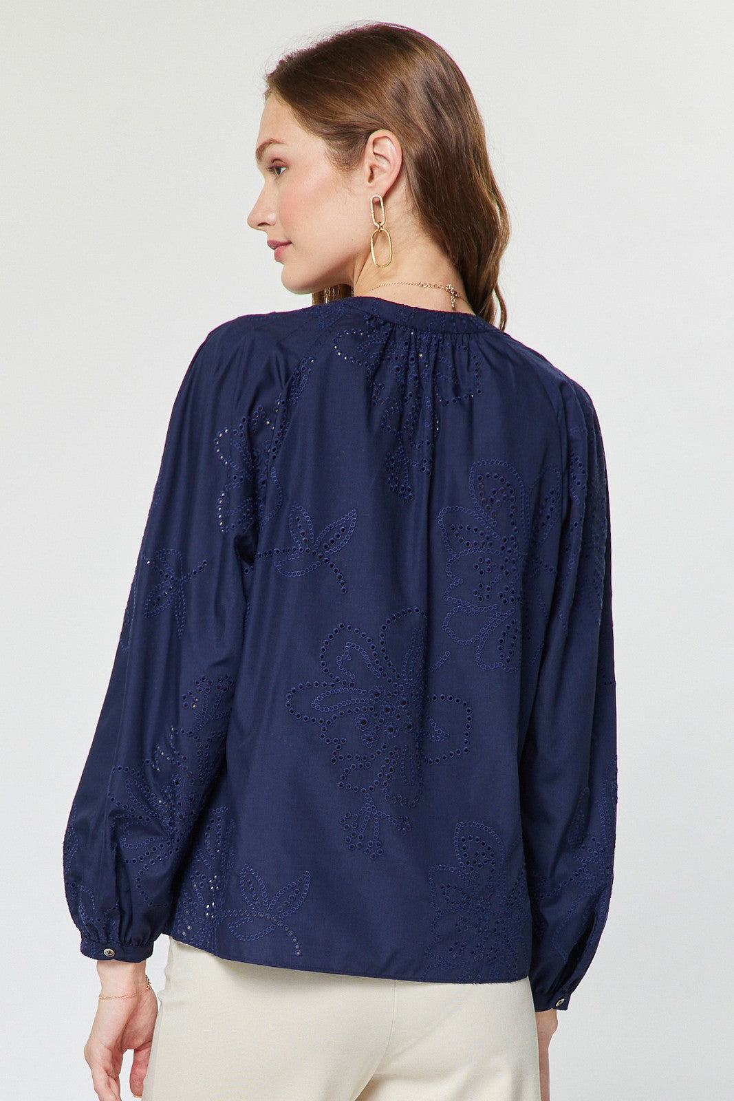Jess eyelet top in navy