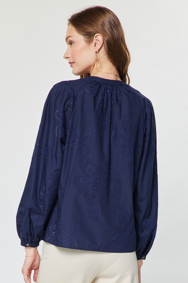 Jess eyelet top in navy