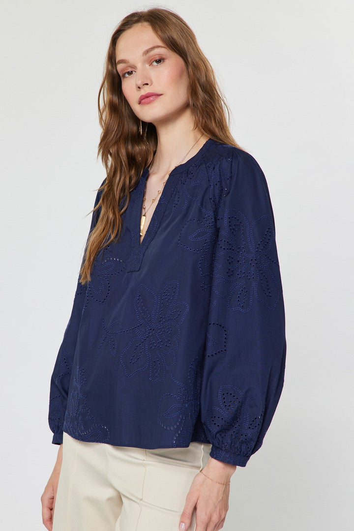 Jess eyelet top in navy