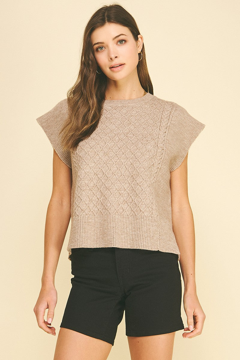 Kelli short sleeve sweater in taupe