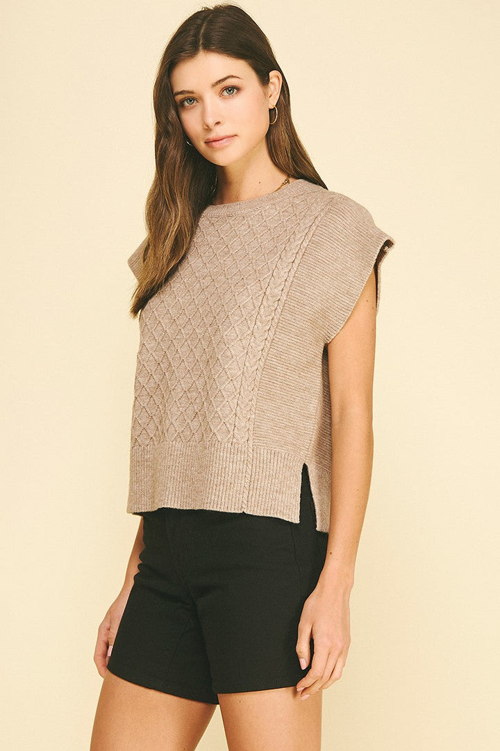 Kelli short sleeve sweater in taupe