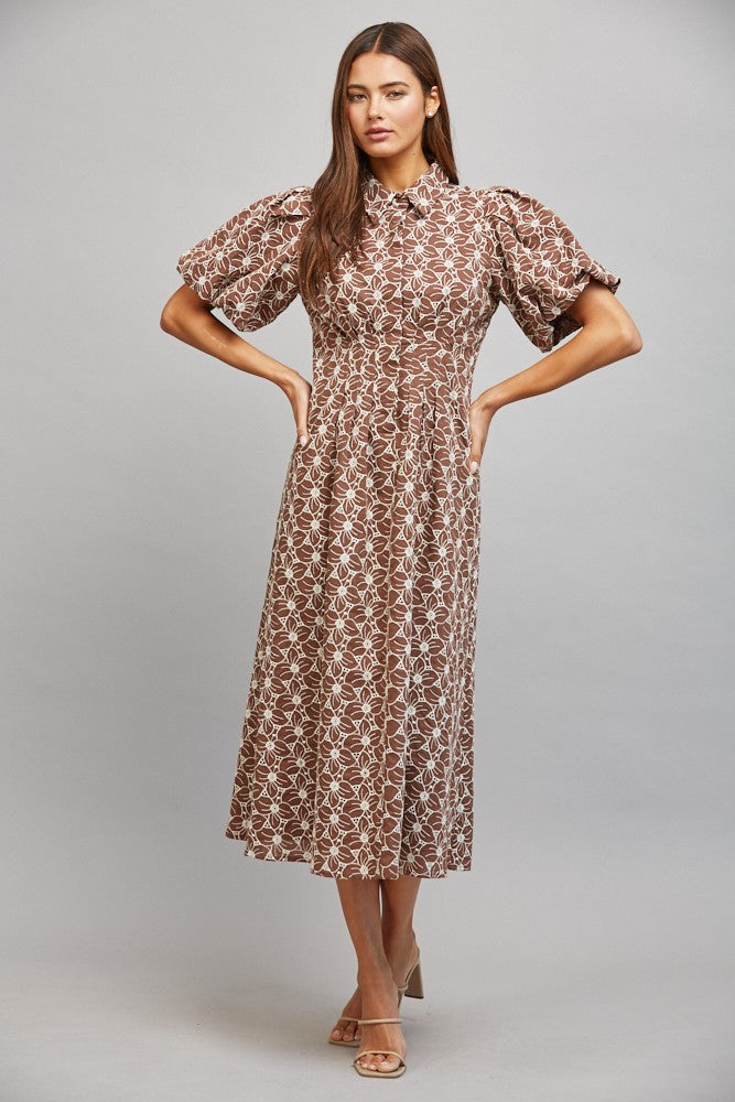 Mandy midi dress in brown