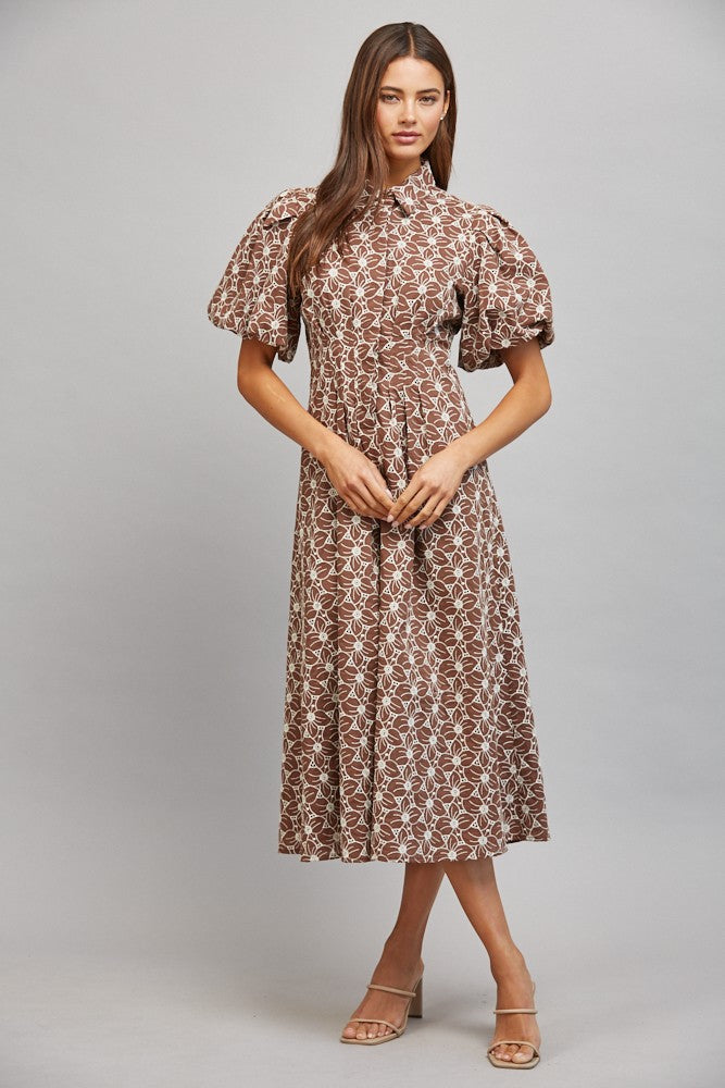 Mandy midi dress in brown