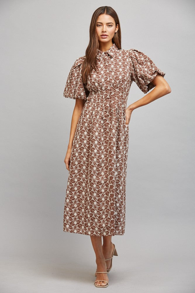 Mandy midi dress in brown
