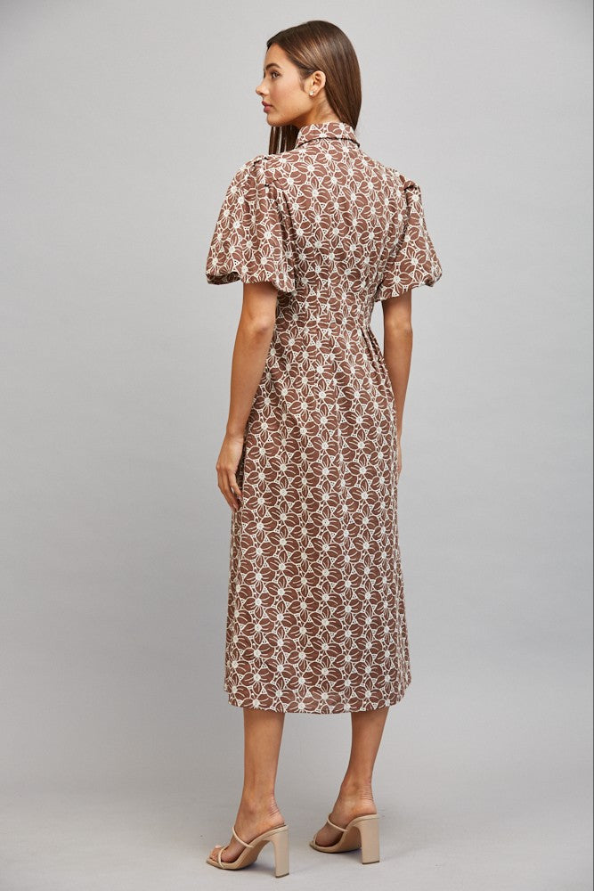 Mandy midi dress in brown