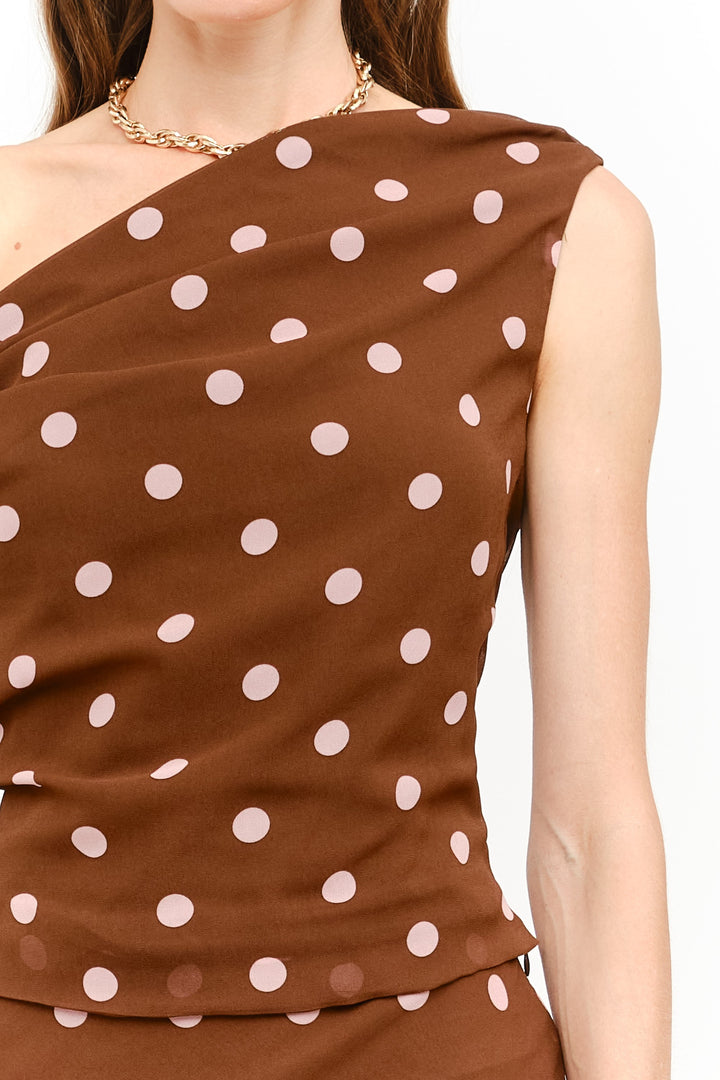 Lia dot top in brown