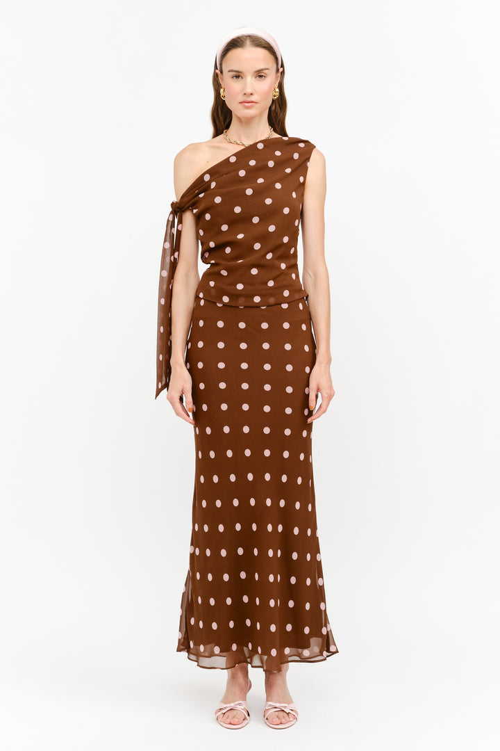 Lia dot top in brown