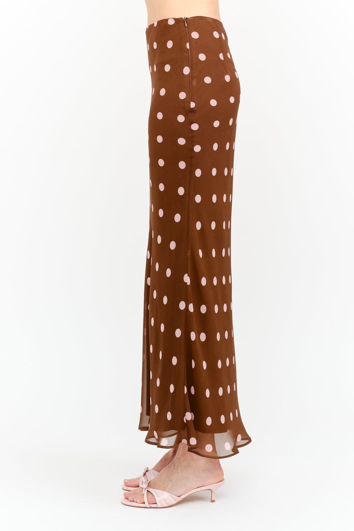 Sophia dot maxi skirt in brown