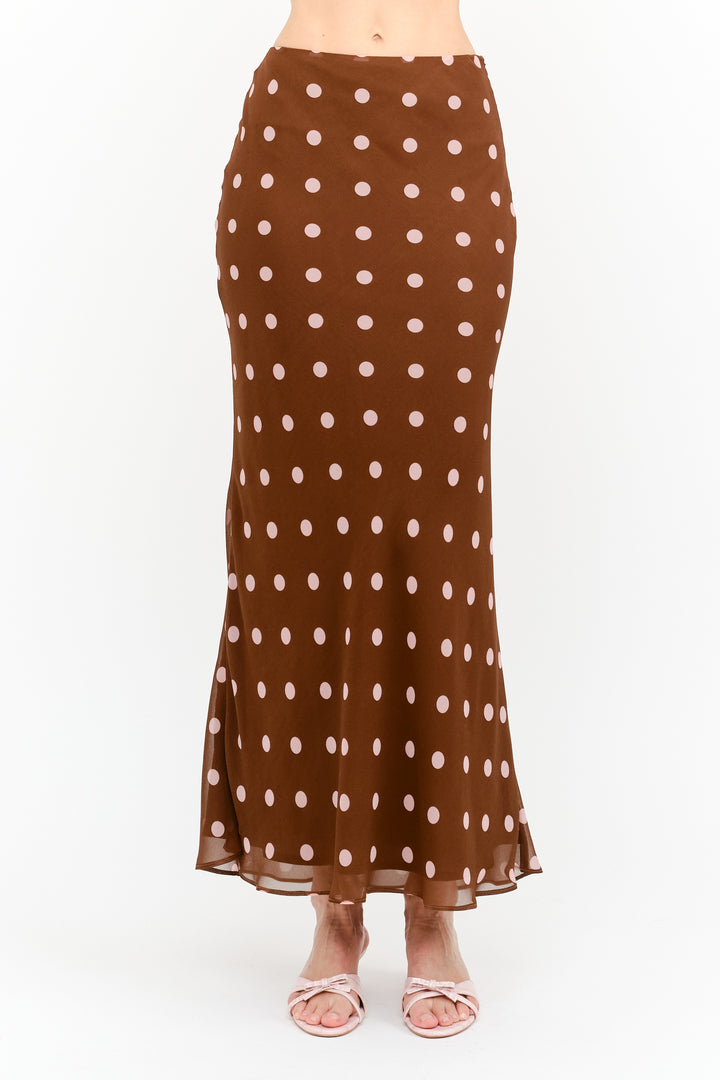 Sophia dot maxi skirt in brown