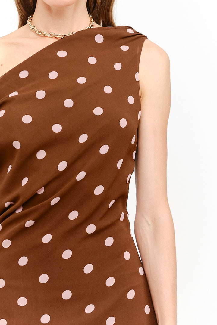 Brooklyn polka dot maxi dress dress in brown
