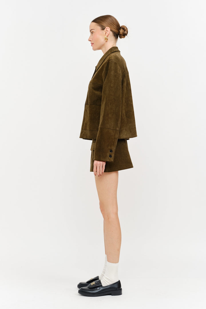 Junie suede jacket in olive