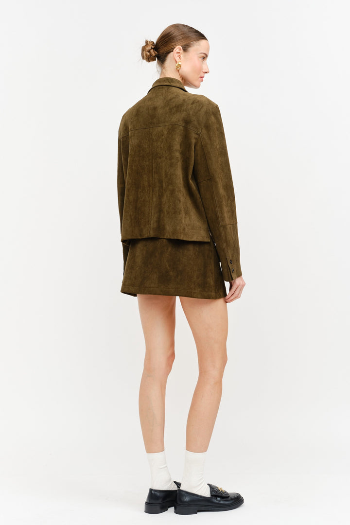 Junie suede jacket in olive