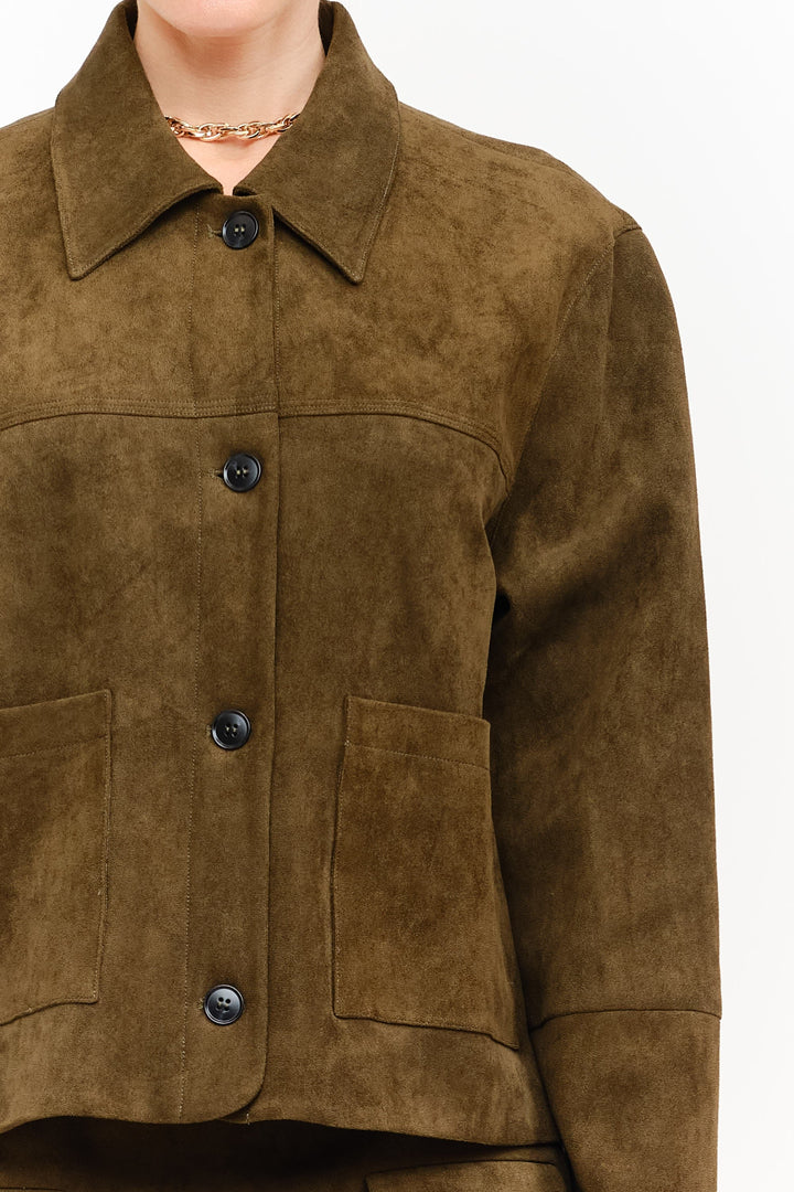 Junie suede jacket in olive