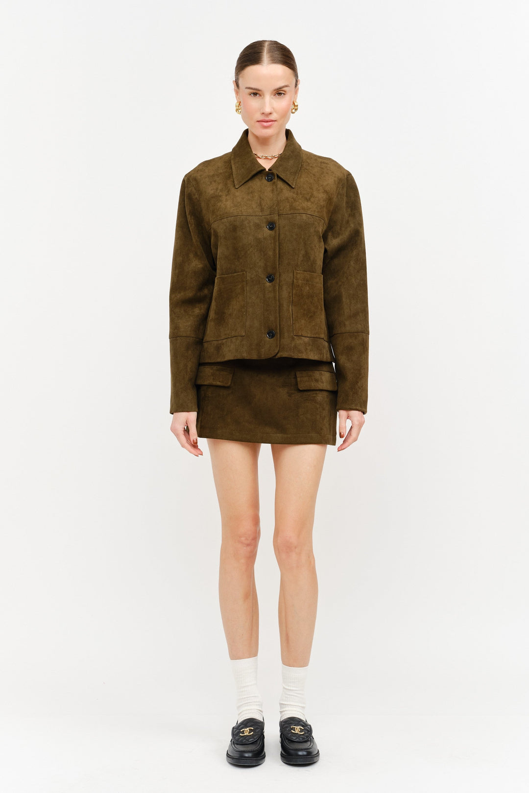 Junie suede jacket in olive