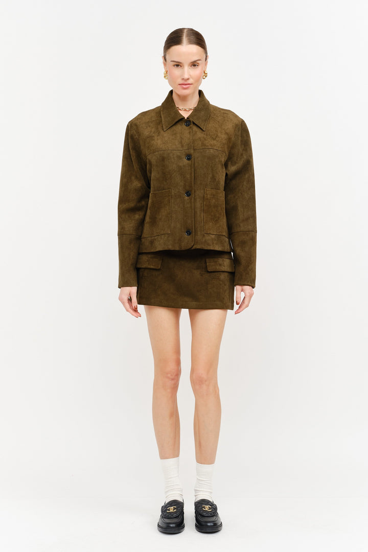 Junie suede jacket in olive